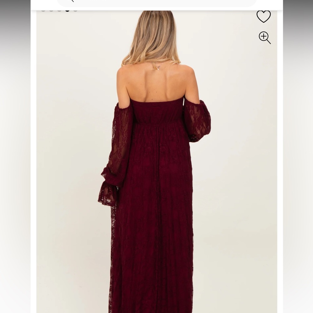 Elegant Burgundy Off-Shoulder maternity dress